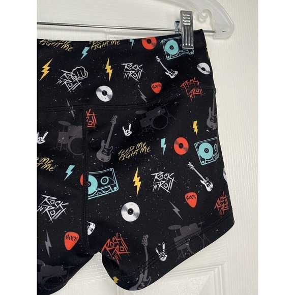 Feed‎ Me Fight Me Women’s Athletic Short Rock N Roll Black Red Small - Picture 6 of 8